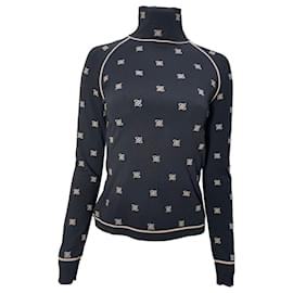 Fendi-Fendi Monogram Turtleneck Jumper in Black Viscose-Black
