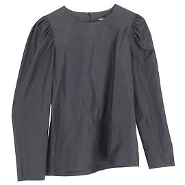 Maje Luko Exaggerated Puff Shoulder Top in Black Polyester Black