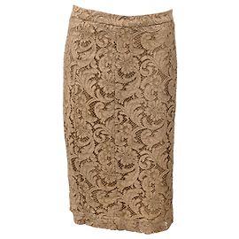 Jupe crayon midi en dentelle Burberry en polyester marron Marron