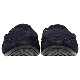 Tod's- Tod's Gommino Loafers in Navy Blue Suede-Blue,Navy blue