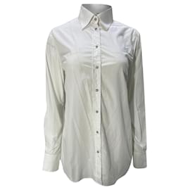 Dolce & Gabbana-Dolce & Gabbana Pussy Bow Shirt in White Cotton-White,Cream