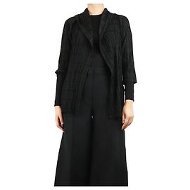 Pleats Please Black pleated hooded jacket - size UK 8 Black