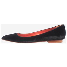 Santoni Schwarze Samt-Pumps mit spitzer Zehe - Größe EU 37 Schwarz