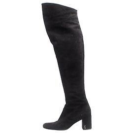 Saint Laurent Black suede thigh-high boots - size EU 37 Black