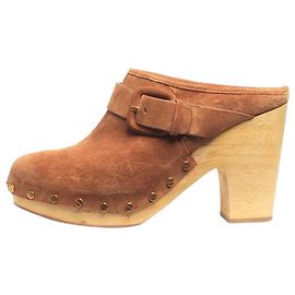 Veronica Beard Tan Dacey suede clogs - size EU 39.5 Brown