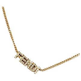 Colar de Pavé de Cristal Fendi Dourado