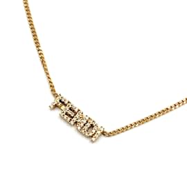 Fendi-Fendi Crystal Pavé Necklace-Golden