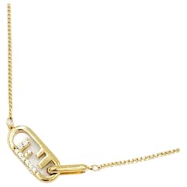 Fendi-FENDI Orlock Rhinestone Necklace-Golden