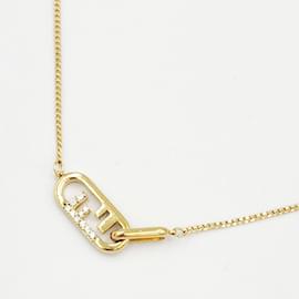 Fendi-FENDI Orlock Rhinestone Necklace-Golden