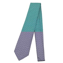 Hermès-Gravata de seda Hermès em azul e verde-Azul,Verde