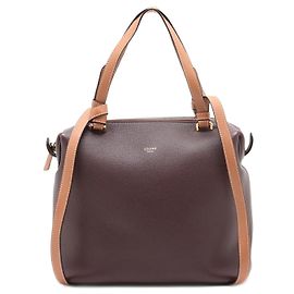 Céline Celine Small Soft Cube Leather Handbag Beige Dark red