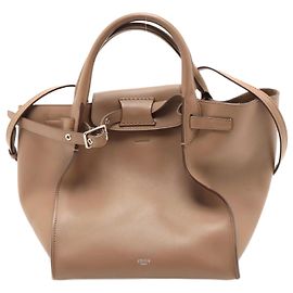 Céline Celine Big Bag Pequena Bolsa de Couro Tote Marrom