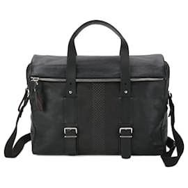 Bally-Bally High Point Punched Leather Shoulder Bag Tote for Men-Black