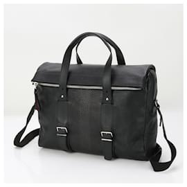 Bally-Bally High Point Punched Leather Shoulder Bag Tote for Men-Black