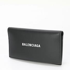 Balenciaga-Balenciaga Leather Long Wallet-Black