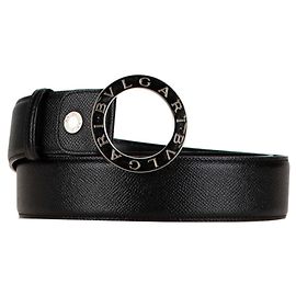Bulgari Bvlgari Black Leather Men's Belt Black