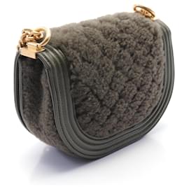 Chanel-Chanel Boy Small Leather Shoulder Bag Khaki-Green