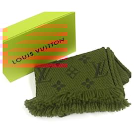 Louis Vuitton-Louis Vuitton Wool Silk Monogram Shawl Scarf-Red