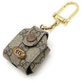 Capa para AirPods Gucci Ophidia GG Supreme com chaveiro Marrom Bege