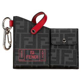 Fendi Zucca Charm Keychain PVC Leather Grey