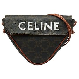 Céline Bolsa de Ombro Triângulo Triomphe Celine em Couro PVC Marrom