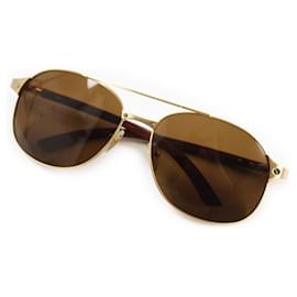Cartier-Óculos de sol Santos em forma de gota Cartier dourado marrom-Dourado,Metálico