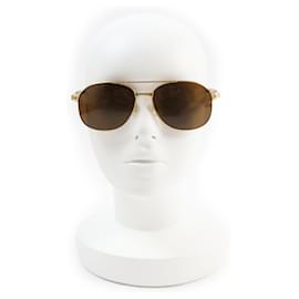 Cartier-Óculos de sol Santos em forma de gota Cartier dourado marrom-Dourado,Metálico