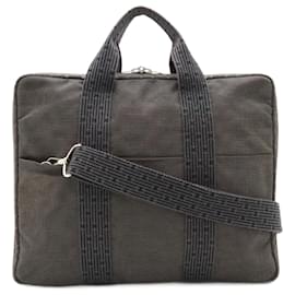 Hermès-Hermes Nylon Canvas Briefcase Business Bag-Grey