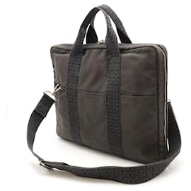 Hermès-Hermes Nylon Canvas Briefcase Business Bag-Grey