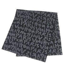 Louis Vuitton Wool Cashmere Graffiti Scarf Black