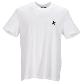 Golden Goose-T-shirt blanc Golden Goose avec logo et étoile verts contrastants-Blanc