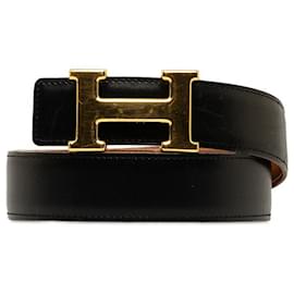 Hermès-Hermes Leather H Buckle Constance Belt-Black