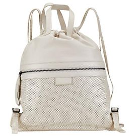 Bottega Veneta Leather Punching Backpack Ivory White
