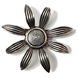 Yves Saint Laurent-Saint Laurent Vintage Silver Flower Pin Brooch-Silvery,Metallic