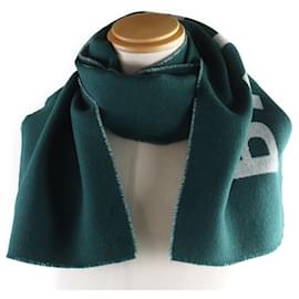 Balenciaga-Cachecol longo de lã Balenciaga com logo-Verde