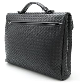 Bottega Veneta-Bottega Veneta Intrecciato Leather Briefcase Black-Black