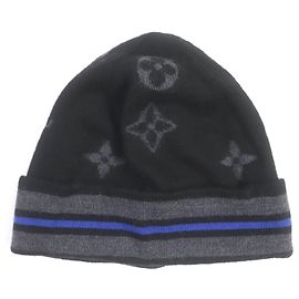 Louis Vuitton Monogram Stripe Wool Beanie M76821 Black