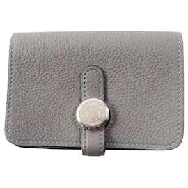 Hermès-Porte-cartes Hermes Dogon Matériel Argent-Argenté,Métallisé