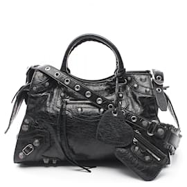 Balenciaga-Balenciaga Neo Cagole City Leather Handbag-Black