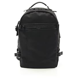 Yves Saint Laurent-Saint Laurent Nylon Leather Backpack Black-Black