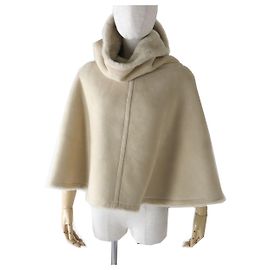 Hermès Hermes Damen Poncho aus Schafsleder Braun Beige