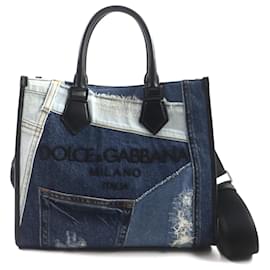 Dolce & Gabbana-Dolce & Gabbana Denim Leather 2WAY Shoulder Bag-Blue