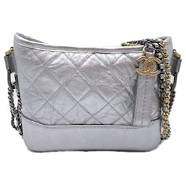 Chanel-Chanel Gabrielle Chain Shoulder Bag Leather-Silvery,Metallic