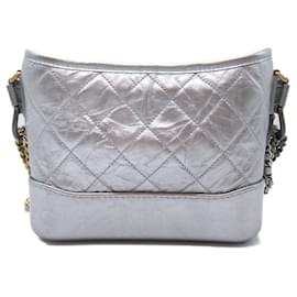 Chanel-Chanel Gabrielle Chain Shoulder Bag Leather-Silvery,Metallic