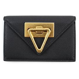 Bottega Veneta-Bottega Veneta Leather Card Case Black Gold-Black
