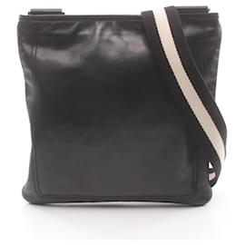 Bally-Bally Leather Shoulder Bag Black-Black
