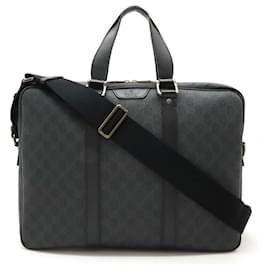 Gucci-Gucci GG Supreme Business Briefcase Dark Gray-Grey