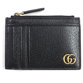 Gucci-Porta-cartões de couro Gucci GG Marmont 657589-Preto