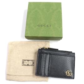 Gucci-Porta-cartões de couro Gucci GG Marmont 657589-Preto
