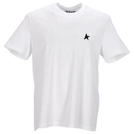 Golden Goose-T-shirt blanc Golden Goose avec logo et étoile verts contrastants-Blanc